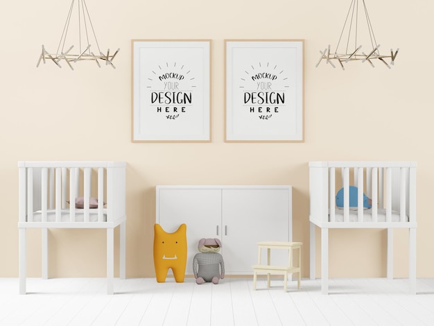 Poster Frame in Children's bedroom Psd Mockup