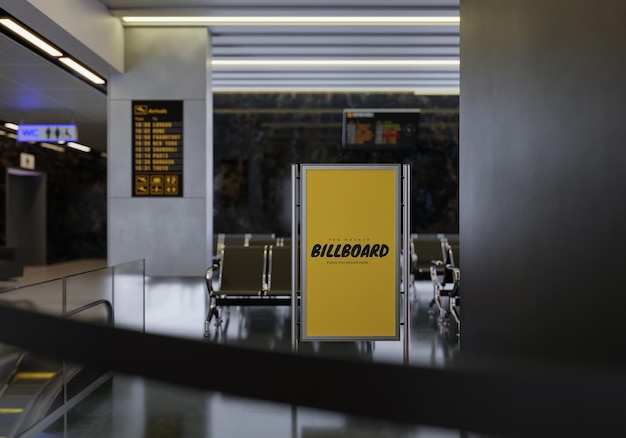 PSD Рамка плаката в пассажирском аэропорту psd mockup
