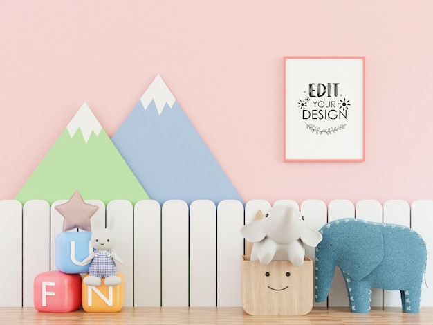 Poster Frame in Kids room Psd Mockup