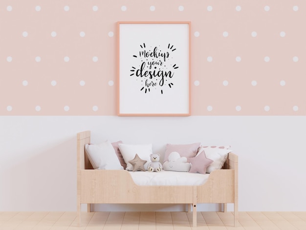 Poster Frame in Kids room Psd Mockup