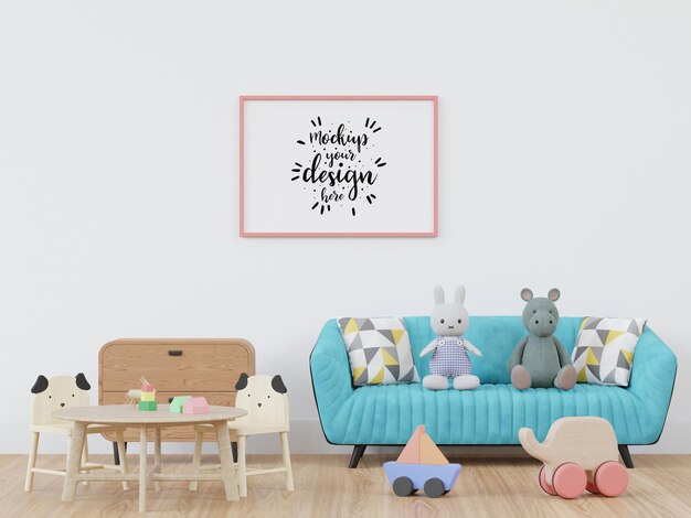 Cornice per poster in camera dei bambini psd mockup