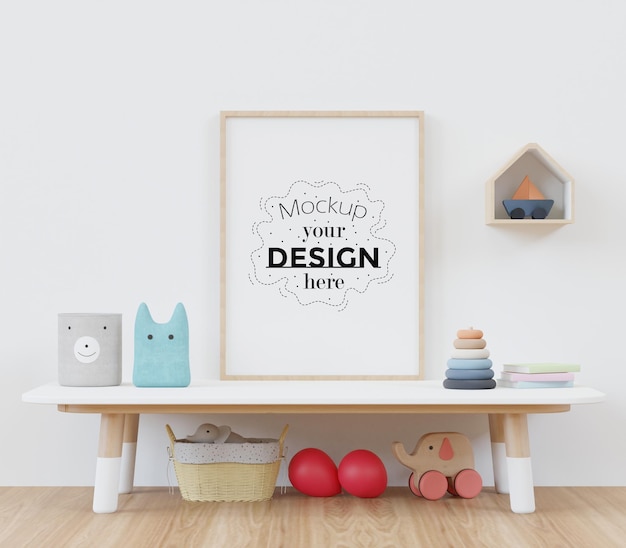 Poster Frame in Kids room Psd Mockup