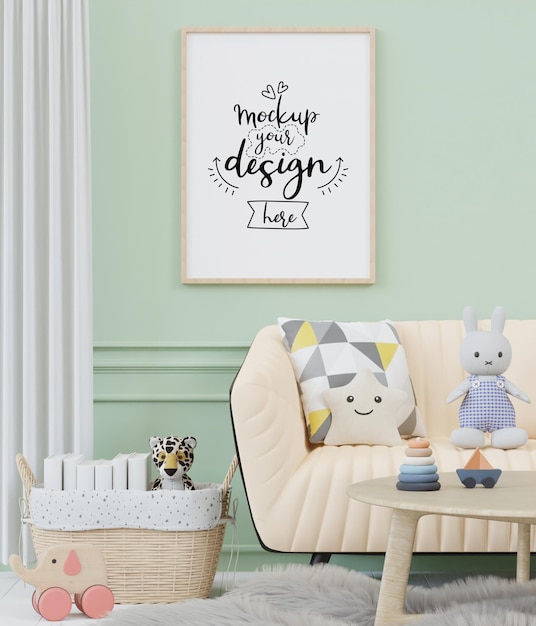 Poster Frame in Kids room Psd Mockup