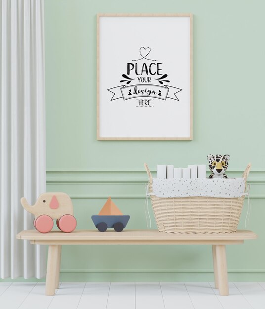 Poster Frame in Kids room Psd Mockup