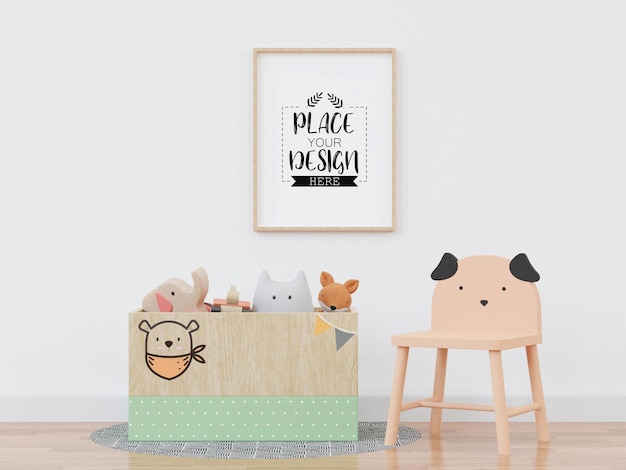 Cornice per poster in camera dei bambini psd mockup