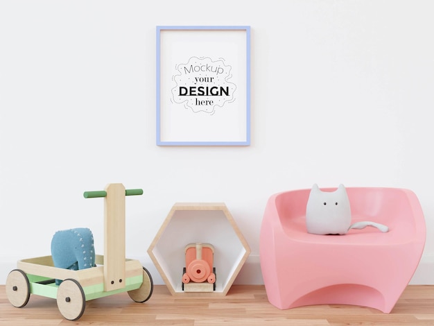 Cornice per poster in camera dei bambini psd mockup