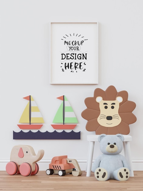 Poster Frame in Kids room Psd Mockup