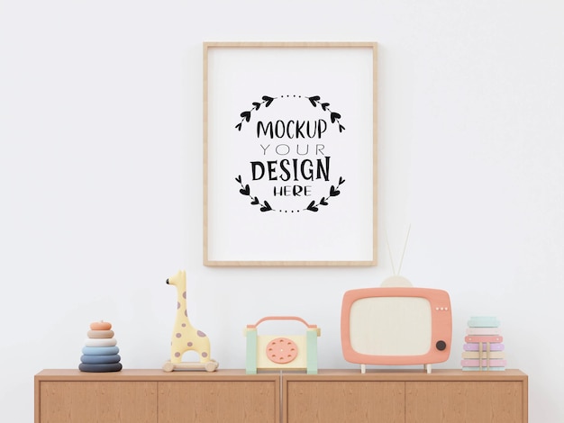 Poster Frame in Kids room Psd Mockup