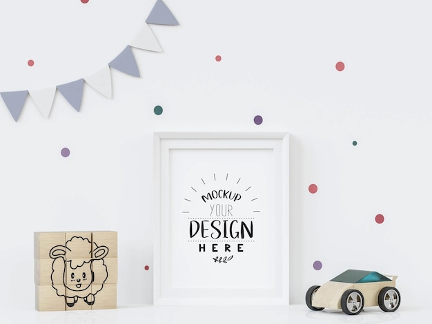 PSD cornice per poster in camera dei bambini psd mockup