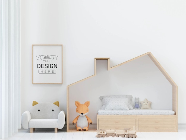 Poster frame in kids room psd mockup