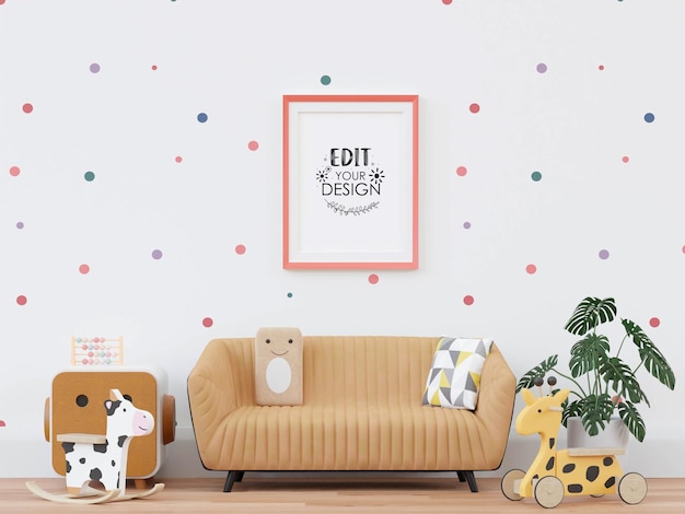 Poster Frame in Kids room Psd Mockup