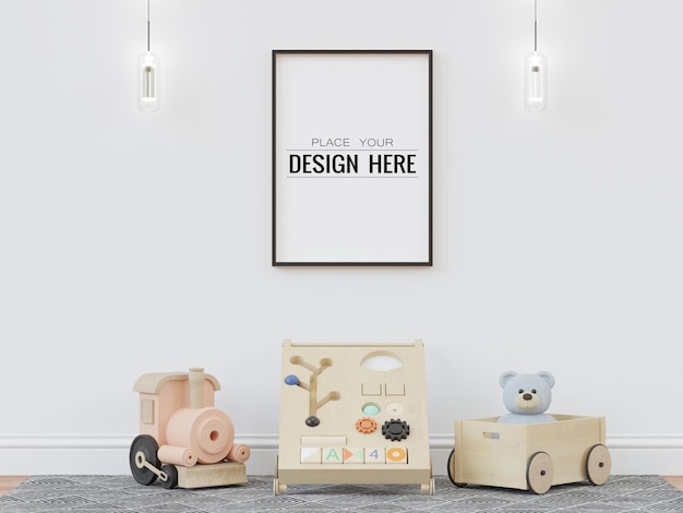 Cornice per poster in camera dei bambini psd mockup