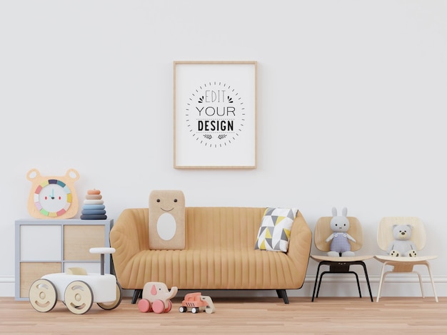poster frame in kids room psd mockup