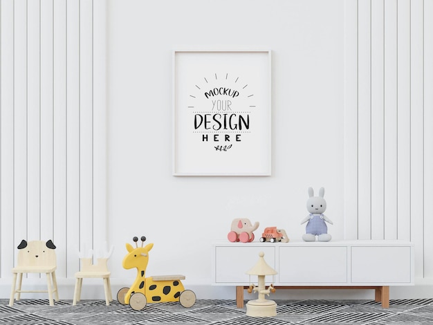 Poster Frame in Kids room Psd Mockup