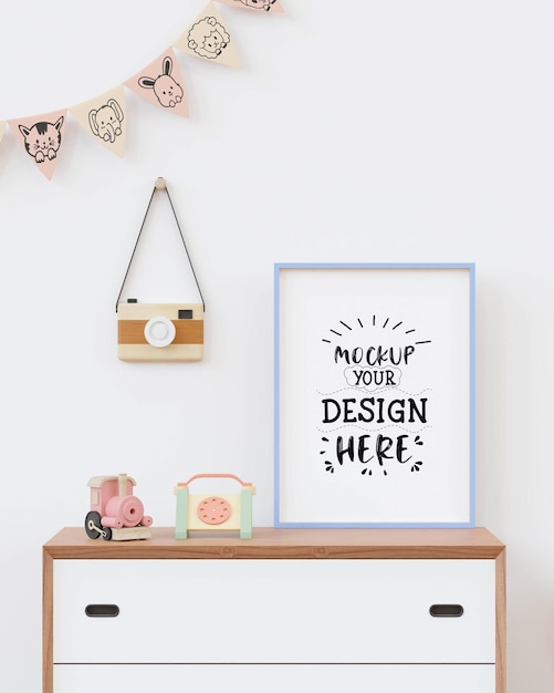 Poster Frame in Kids room Psd Mockup