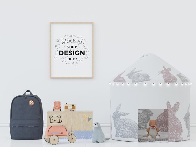 Poster Frame in Kids room Psd Mockup