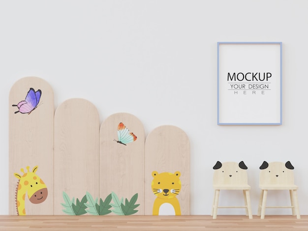 poster frame in kids room psd mockup