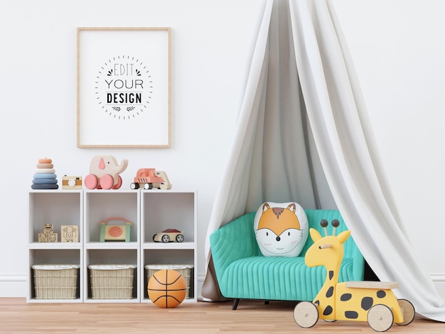 Poster Frame in Kids room Psd Mockup