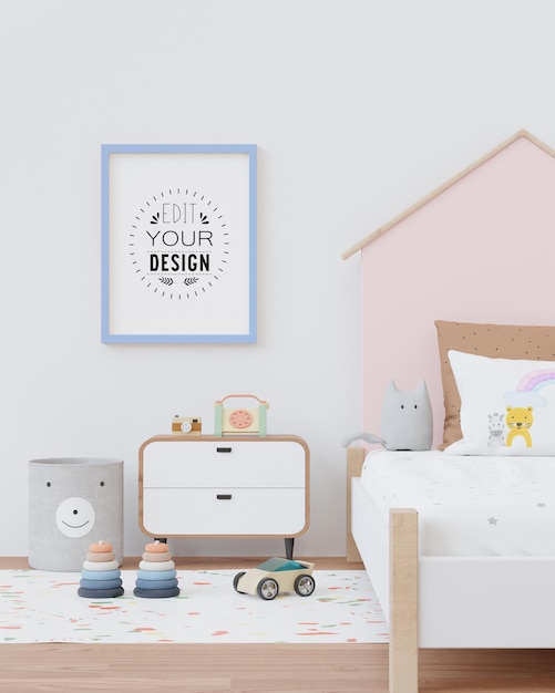 Poster Frame in Kids room Psd Mockup