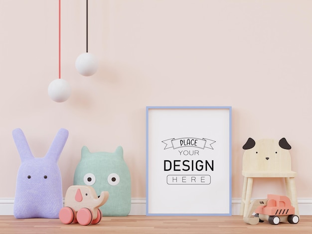 Cornice per poster in camera dei bambini psd mockup