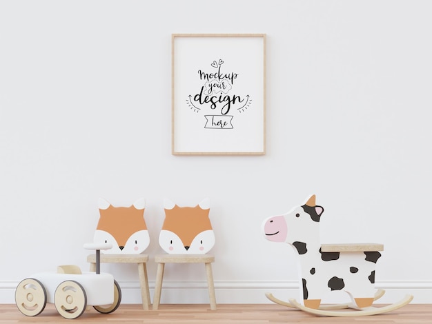 Poster Frame in Kids room Psd Mockup