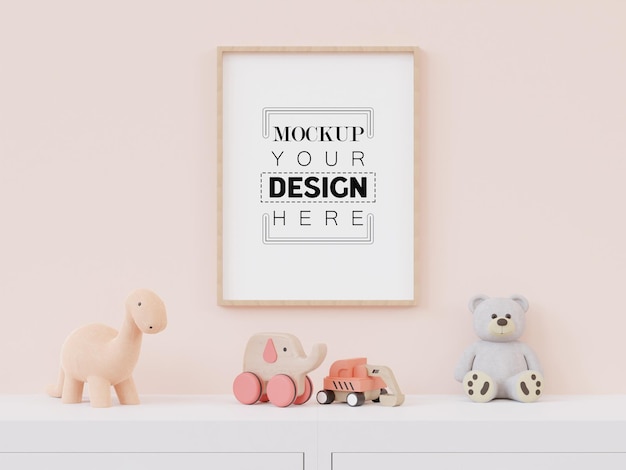 Рамка для плаката в детской комнате Psd Mockup