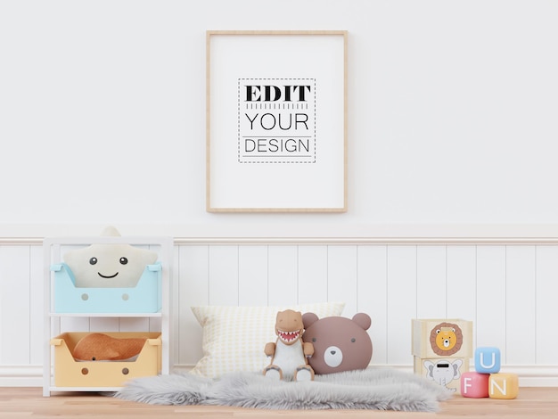 Cornice per poster in camera dei bambini psd mockup