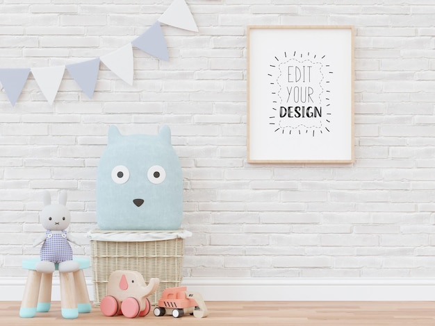 Poster Frame in Kids room Psd Mockup