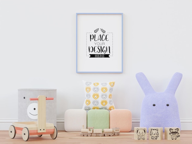 Cornice per poster in camera dei bambini psd mockup