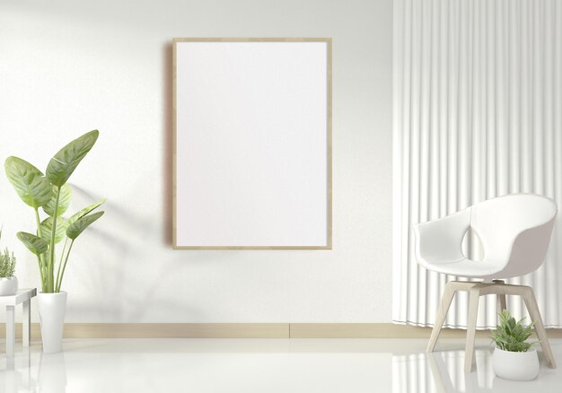 PSD poster frame in living room mockup