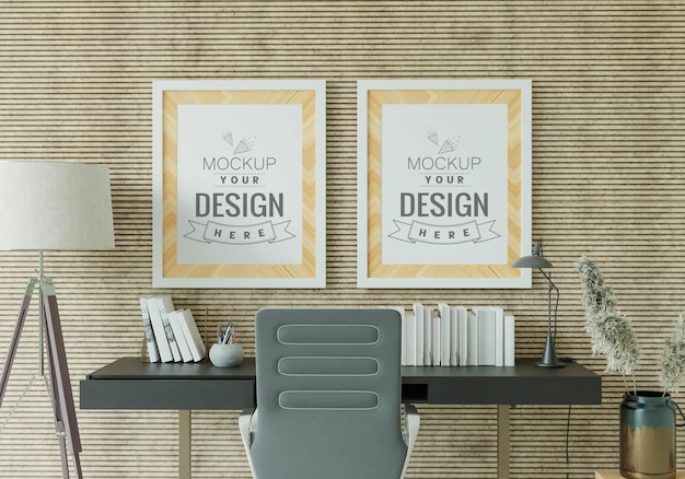 Cornice poster in soggiorno mockup