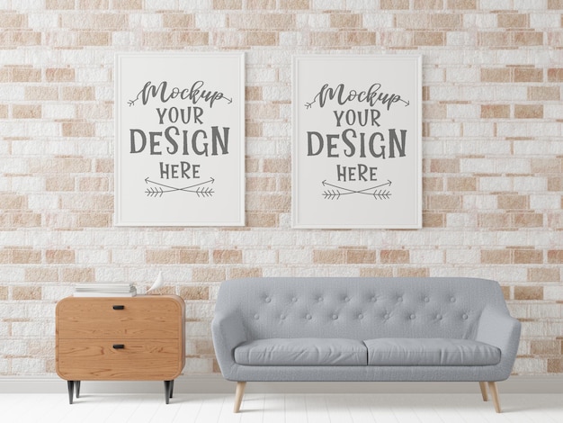 Poster Frame in living room  Mockup