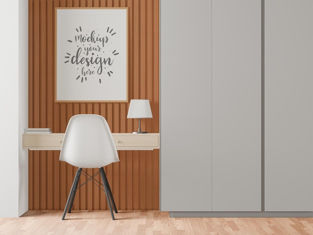 PSD poster frame in living room  mockup