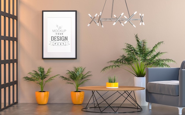 Poster frame in living room  mockup