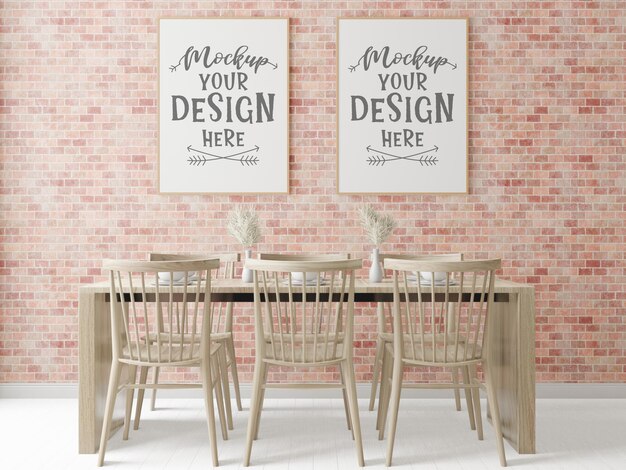 PSD poster frame in living room  mockup