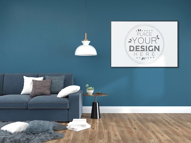 PSD cornice poster in soggiorno mockup