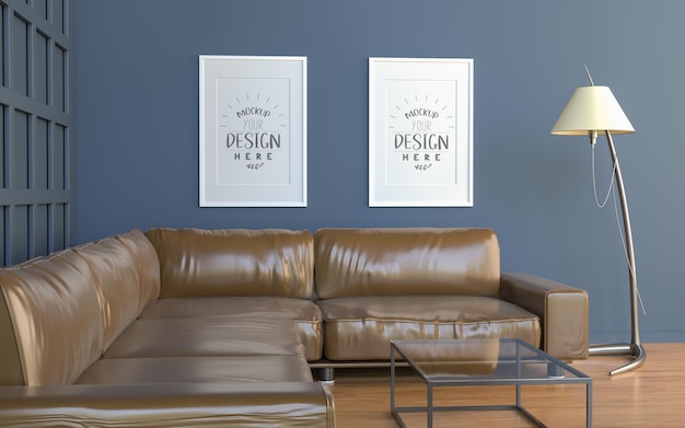 Cornice poster in soggiorno mockup