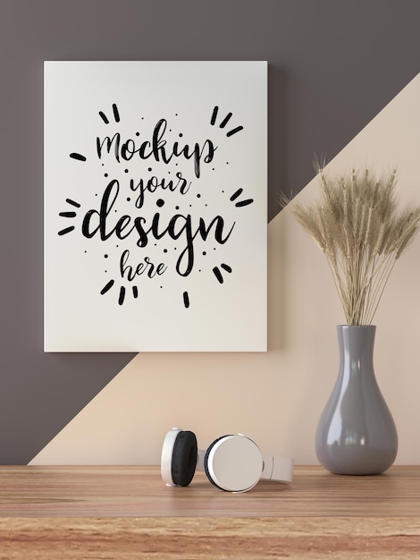 Poster frame in living room mockup