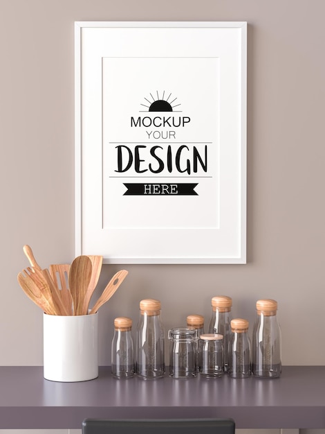 PSD poster frame in living room mockup