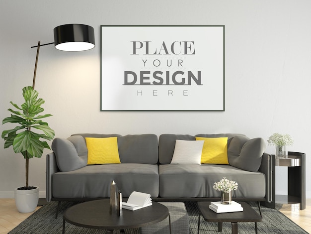 Poster frame in living room mockup