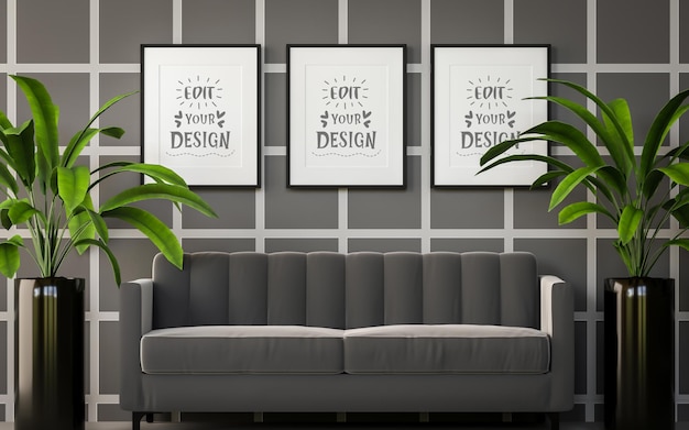 Poster Frame in living room mockup