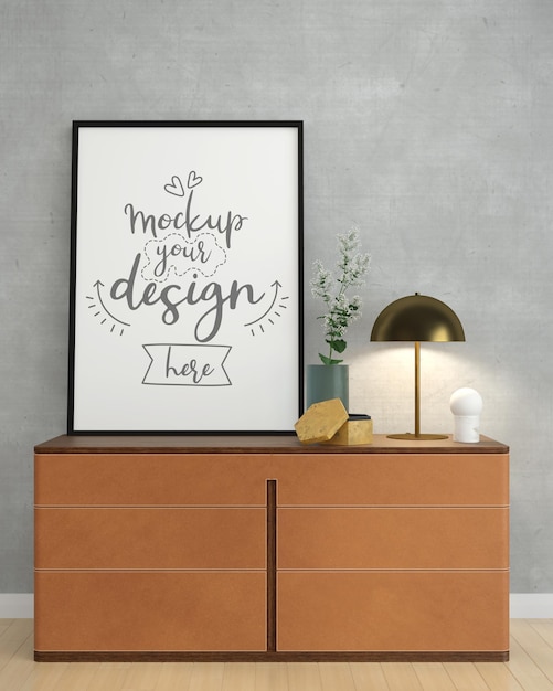 Poster frame in living room mockup