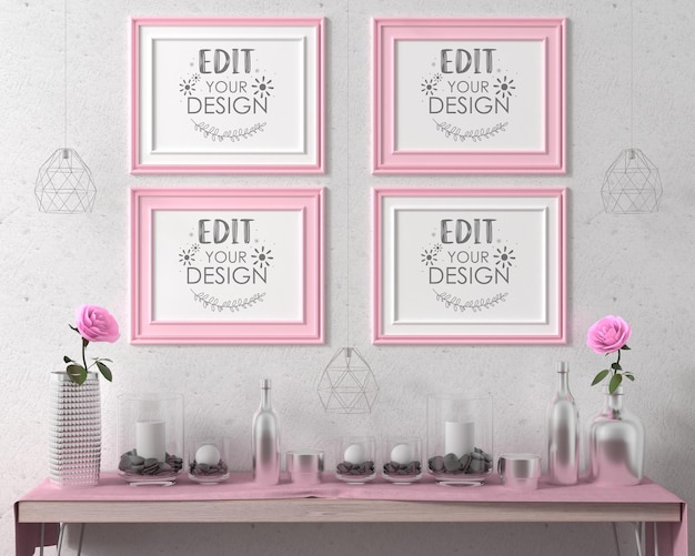 Poster Frame in living room mockup