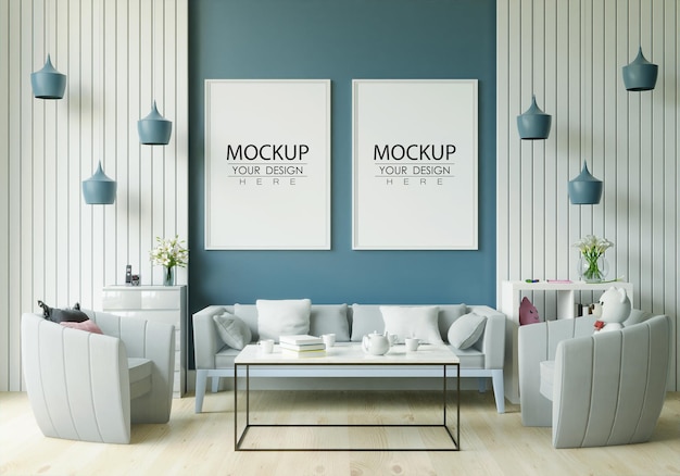 Poster Frame in living room mockup