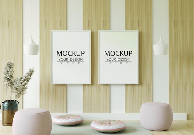 Poster frame in living room mockup