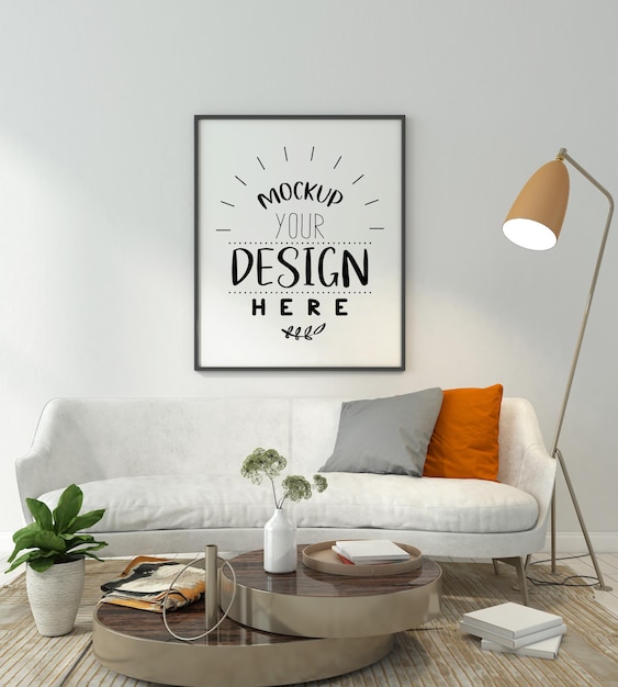 Poster Frame in living room mockup