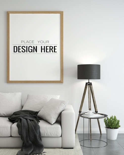 Poster frame in living room mockup