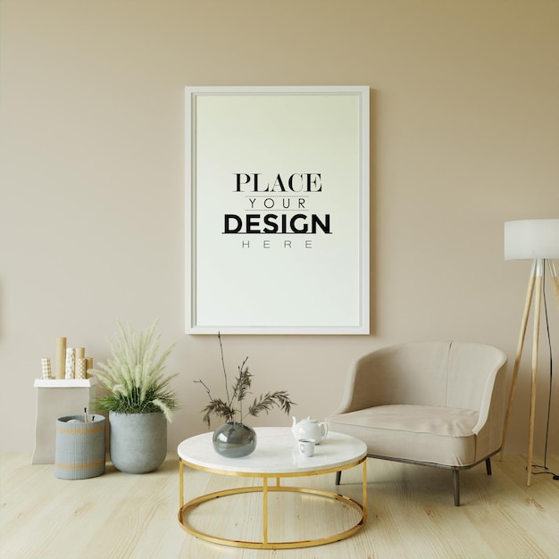 Poster Frame in living room mockup