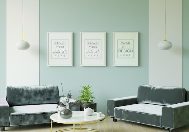 poster frame in living room mockup