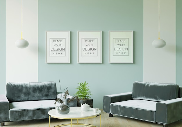 Poster frame in living room mockup